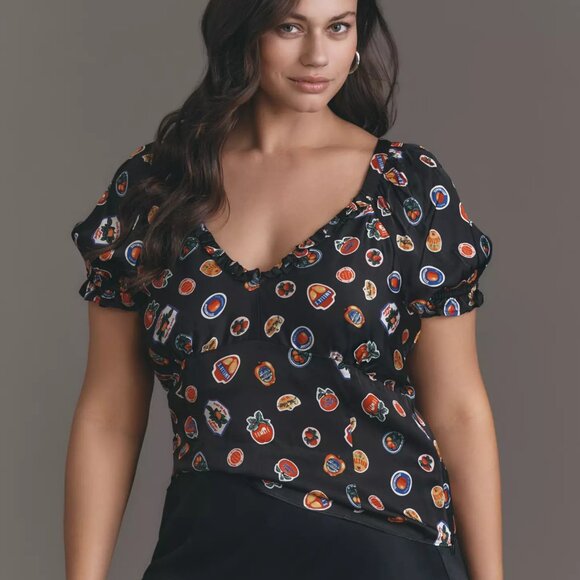 EUC Anthropologie Maeve Puff-Sleeve Popover Blouse Size 3X - Picture 1 of 4